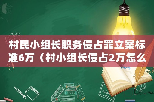 村民小組長職務(wù)侵占罪立案標準6萬（村小組長侵占2萬怎么定罪）