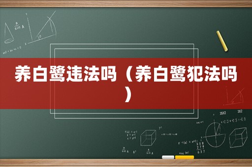 養白鷺違法嗎（養白鷺犯法嗎）