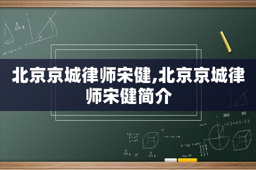 北京京城律師宋健,北京京城律師宋健簡介