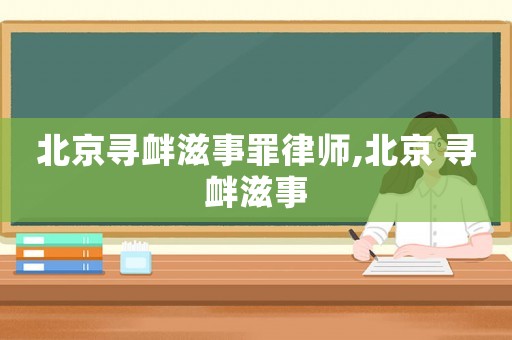 北京尋釁滋事罪律師,北京 尋釁滋事