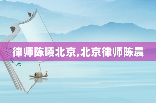 律師陳曦北京,北京律師陳晨