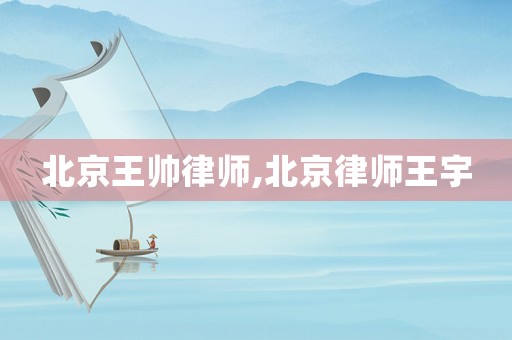 北京王帥律師,北京律師王宇