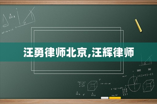 汪勇律師北京,汪輝律師