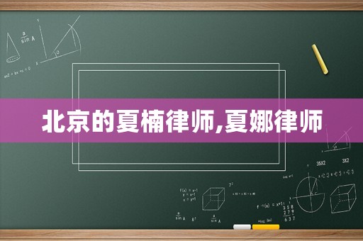 北京的夏楠律師,夏娜律師