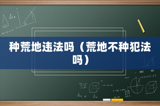 種荒地違法嗎（荒地不種犯法嗎）