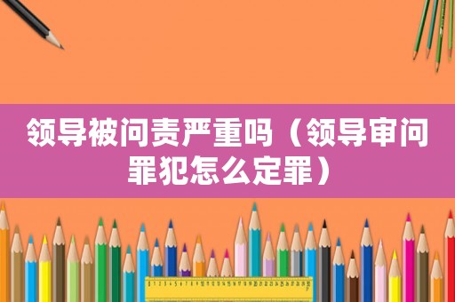 領導被問責嚴重嗎（領導審問罪犯怎么定罪）