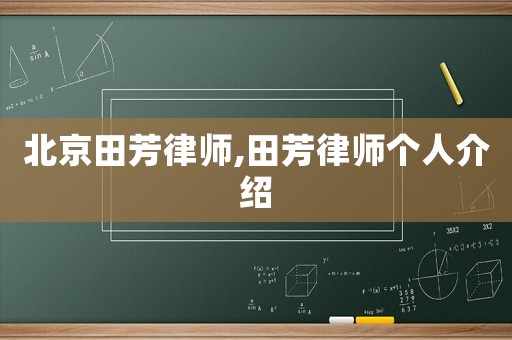 北京田芳律師,田芳律師個人介紹