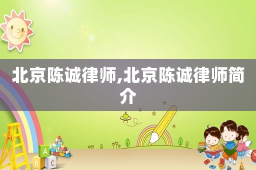 北京陳誠律師,北京陳誠律師簡介
