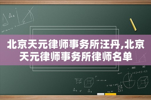 北京天元律師事務(wù)所汪丹,北京天元律師事務(wù)所律師名單