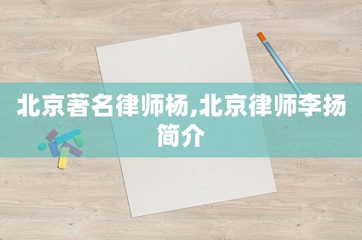 北京著名律師楊,北京律師李揚簡介