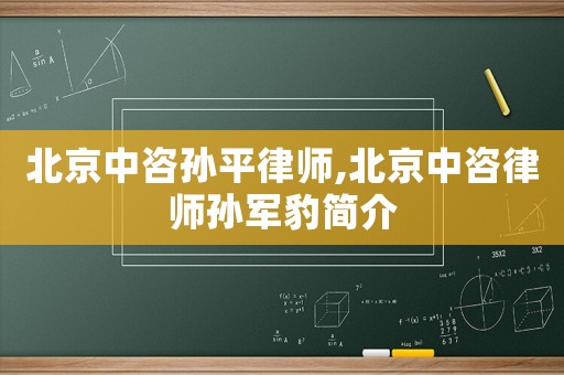 北京中咨孫平律師,北京中咨律師孫軍豹簡(jiǎn)介