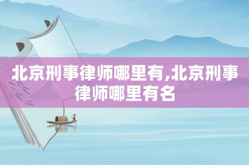 北京刑事律師哪里有,北京刑事律師哪里有名