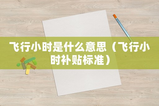 飛行小時是什么意思（飛行小時補貼標準）