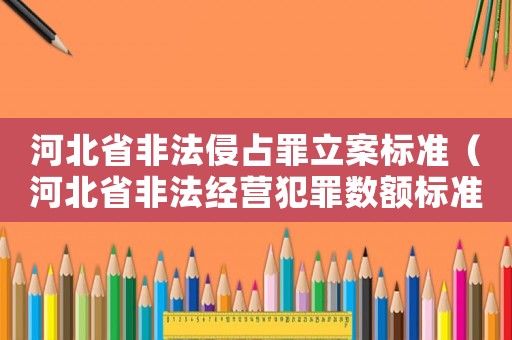 河北省非法侵占罪立案標(biāo)準(zhǔn)（河北省非法經(jīng)營犯罪數(shù)額標(biāo)準(zhǔn)）