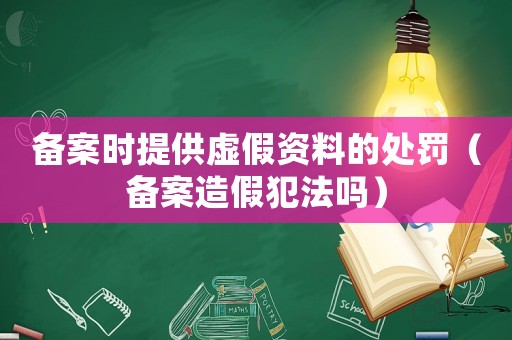 備案時提供虛假資料的處罰（備案造假犯法嗎）