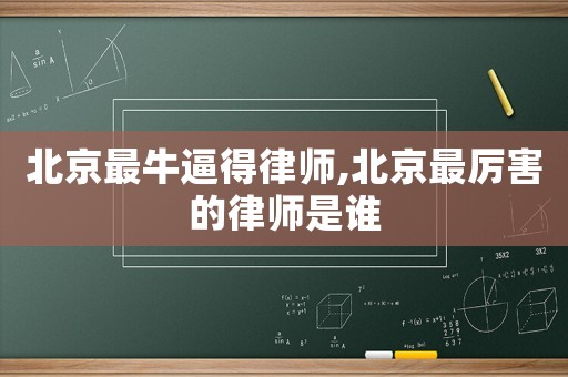 北京最牛逼得律師,北京最厲害的律師是誰