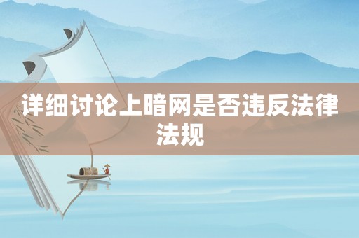 詳細討論上暗網是否違反法律法規