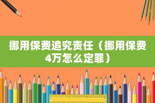 挪用保費追究責任（挪用保費4萬怎么定罪）