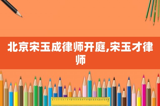 北京宋玉成律師開庭,宋玉才律師