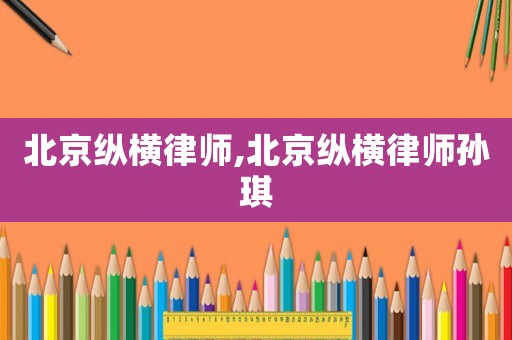北京縱橫律師,北京縱橫律師孫琪