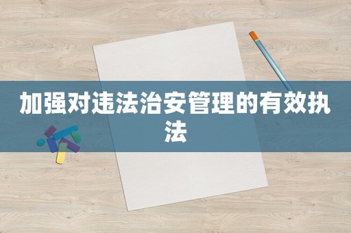 加強(qiáng)對(duì)違法治安管理的有效執(zhí)法