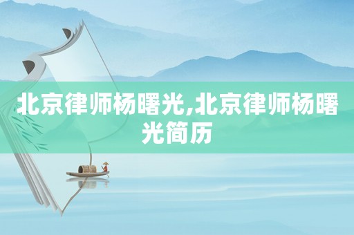 北京律師楊曙光,北京律師楊曙光簡歷