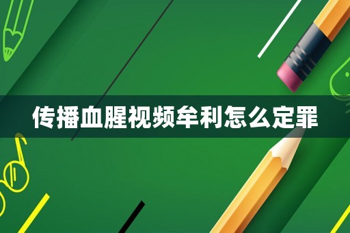 傳播血腥視頻牟利怎么定罪
