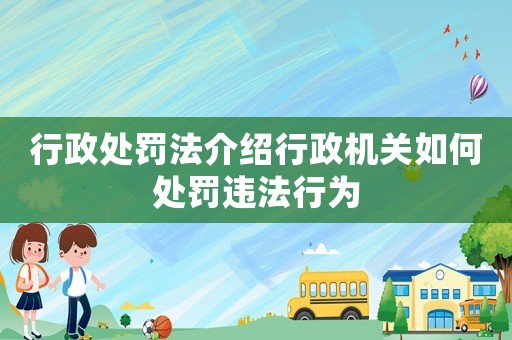 行政處罰法介紹行政機關如何處罰違法行為