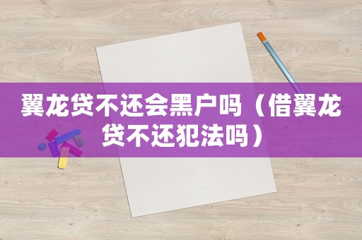 翼龍貸不還會黑戶嗎（借翼龍貸不還犯法嗎）