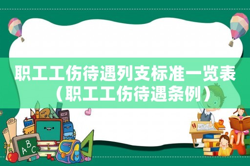 職工工傷待遇列支標準一覽表（職工工傷待遇條例）