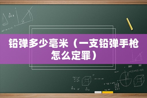 鉛彈多少毫米（一支鉛彈手槍怎么定罪）