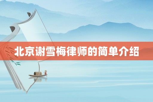 北京謝雪梅律師的簡單介紹