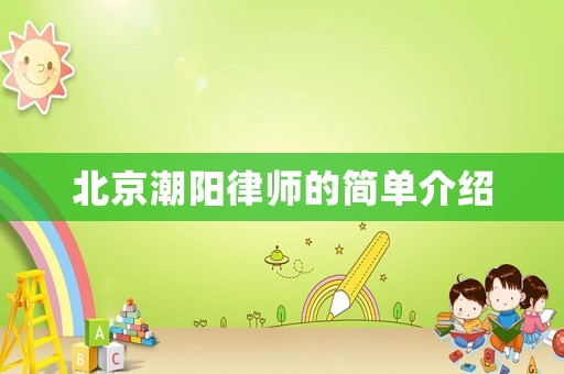北京潮陽律師的簡單介紹
