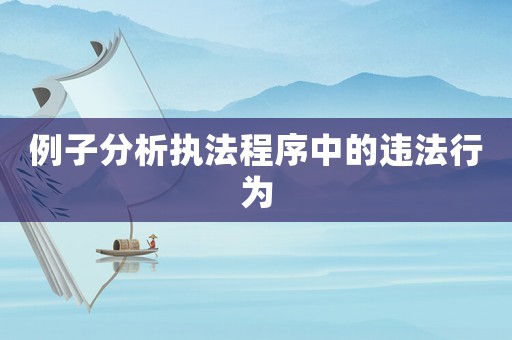 例子分析執(zhí)法程序中的違法行為