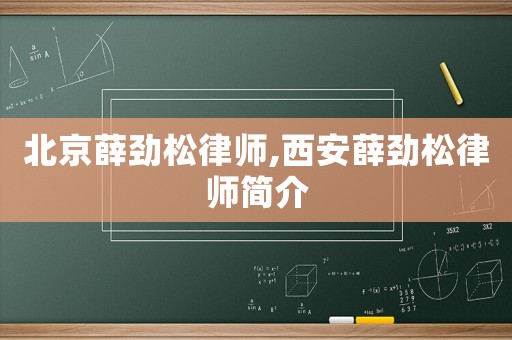北京薛勁松律師,西安薛勁松律師簡介
