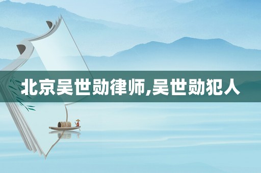 北京吳世勛律師,吳世勛犯人