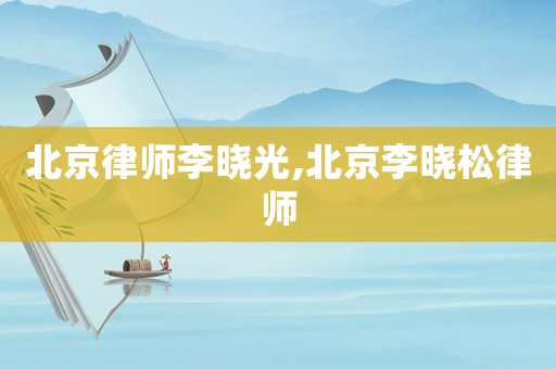 北京律師李曉光,北京李曉松律師