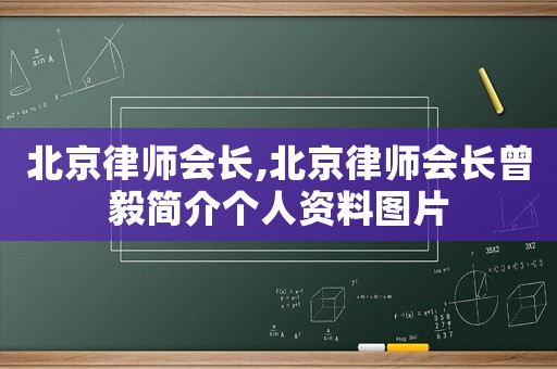 北京律師會長,北京律師會長曾毅簡介個人資料圖片