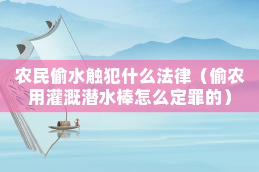 農民偷水觸犯什么法律（偷農用灌溉潛水棒怎么定罪的）