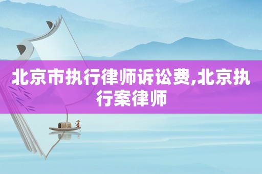 北京市執(zhí)行律師訴訟費(fèi),北京執(zhí)行案律師