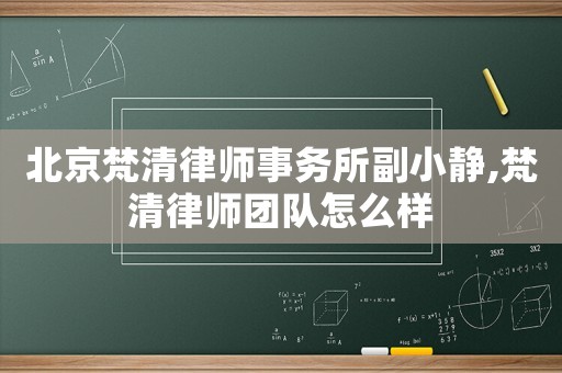 北京梵清律師事務所副小靜,梵清律師團隊怎么樣