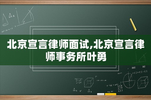北京宣言律師面試,北京宣言律師事務所葉勇