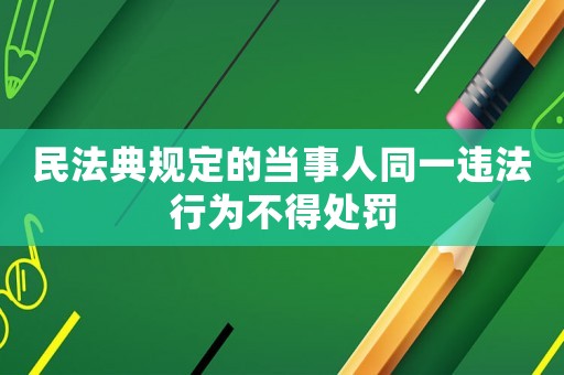 民法典規定的當事人同一違法行為不得處罰