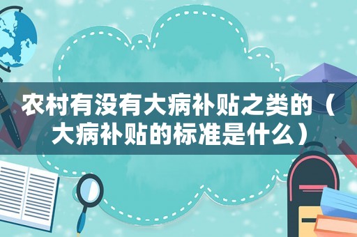 農村有沒有大病補貼之類的（大病補貼的標準是什么）