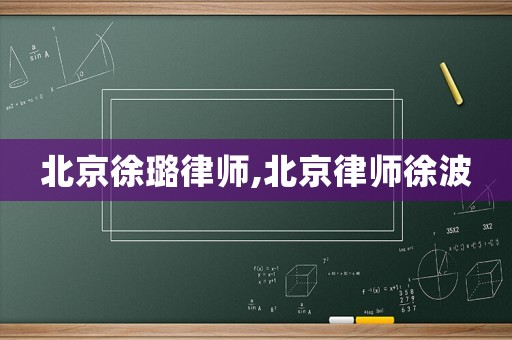 北京徐璐律師,北京律師徐波