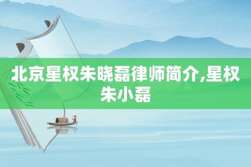 北京星權(quán)朱曉磊律師簡介,星權(quán)朱小磊