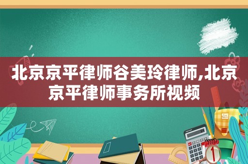 北京京平律師谷美玲律師,北京京平律師事務所視頻