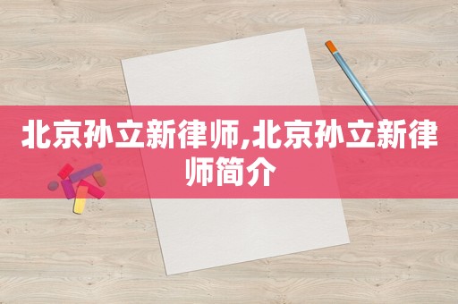 北京孫立新律師,北京孫立新律師簡介