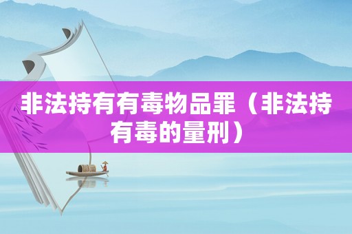 非法持有有毒物品罪（非法持有毒的量刑）