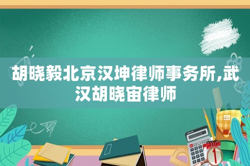胡曉毅北京漢坤律師事務所,武漢胡曉宙律師